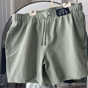 Hollister NWT Olive Striped Swim Trunks